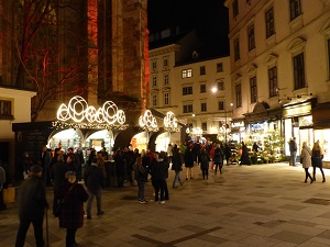 weihnachtsmarkt, stephansdom, hinten, marktstände, beleuchtung, weihnachten, wien