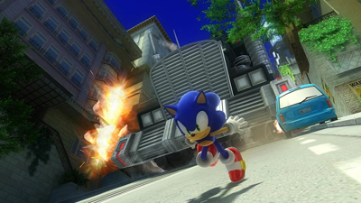 Sonic rennt vor einem Truck davon