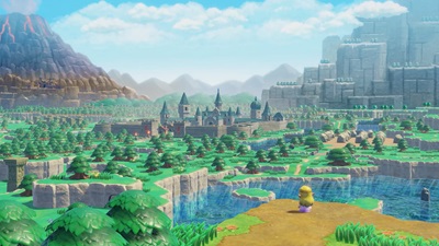 Prinzessin Zelda blickt auf die weite Welt von Zelda: Echoes of Wisdom und auf Schloss Hyrule