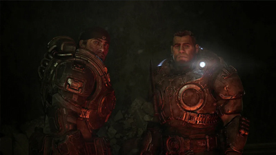 Marcus sieht mit einem Mitstreiter in Gears of War E-Day in die Kamera