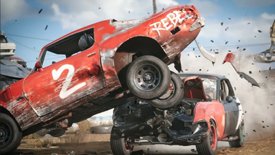 Ein Auto crasht seitlich in ein anderes Auto in Wreckfest 2