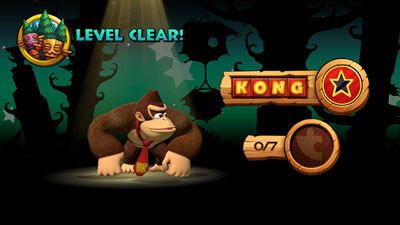 Donkey Kong im Rampenlicht im Screen vom Level Ende